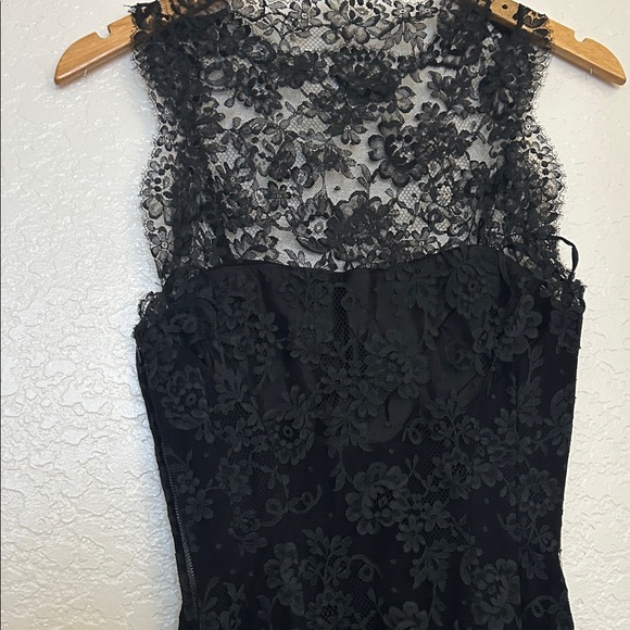 Vintage Estévez Black Floral Lace Sheer Neck Cocktail Dress – Size S - Picture 5 of 8